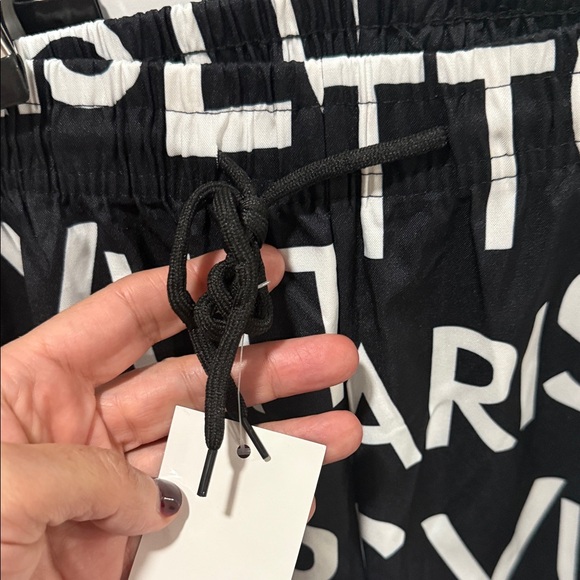 Woman Black and White Logo Print Pants - Picture 4 of 6